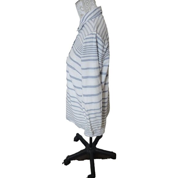 J. Jill Top Tunic Blue & White Striped Long Sleeve Button Cotton Women's Small - Picture 5 of 8